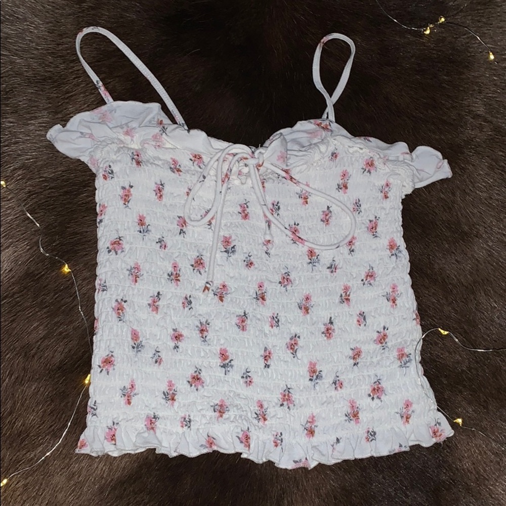 Floral smocked tank top